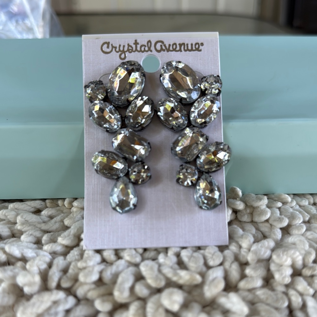B2g1 New Crystal Avenue Silver Statement Earrings 22$